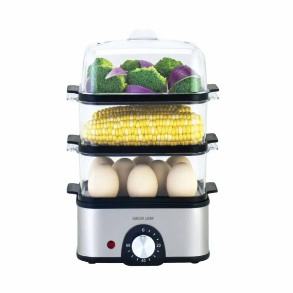 تخم مرغ پز و بخار پز سبزیجات سه طبقه گرین لاین مدل Green Lion 3-Tier Egg Cooker Vegetable Steamer